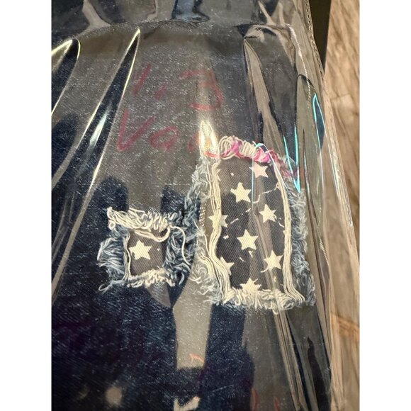 Y2K Evolution In Design Distressed Denim Shorts 38 Patches Frayed Hip Hop Skater - Picture 10 of 10